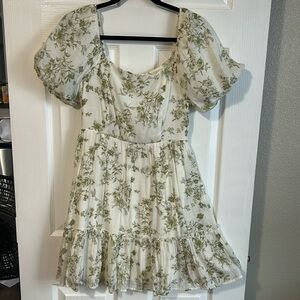 Floral dress with bubble sleeves